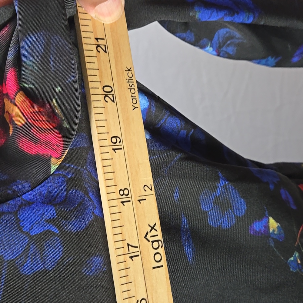 I.N.C. International Concepts Black Floral Print Faux-Wrap Long Sleeve Dress L - Picture 12 of 12